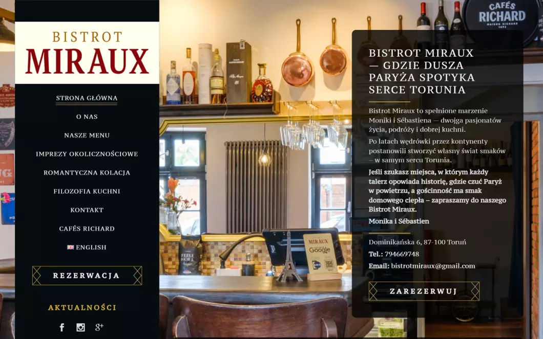 Restauracja Francuska Toruń Bistrot Miraux