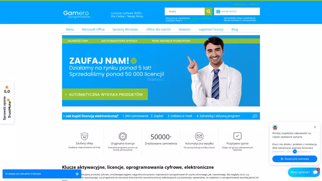 Klucze aktywacyjne, licencje, oprogramowania | Gamero